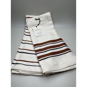 Magnolia Hearth Hand Dishtowel Kitchen Towel Cream Bronze Stripe Set of‎ 2